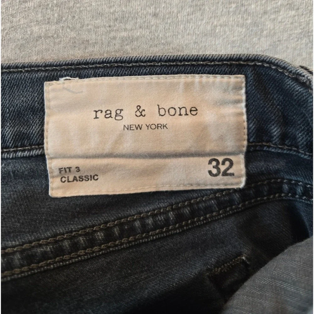 Rag & Bone Fit 3 Classic Jeans Mens 34W Minna Gray Cropped Distressed Button Fly